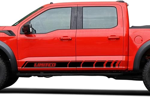 Miniatura 5 de Adhesivos Offroad Stripe Kit Limited Graphics Rocker Panel Calcomanías compatibles con Ford F150 2015-presente (negro mate)