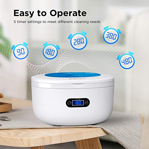 Ultrasonic Jewelry Cleaner, ABOX Professional Cleaning Machine 25 Ounces/750ML with Digital Timer and Clear Lid, Eyeglasses, Rings, Dentures Cleaner GT-F6 - Thumbnail 3