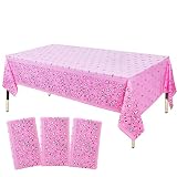 HHLCWA 3 Pack Pink Western Cowgirl Party Tablecloth, Pink Felt Horse Table Cover Bandana Table Cloth