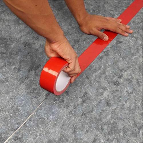 Red & White Hazard Warning Tape 2" X 108 Ft | Ultra-Adhesive Safety Stripe For Floor & Wall Marking