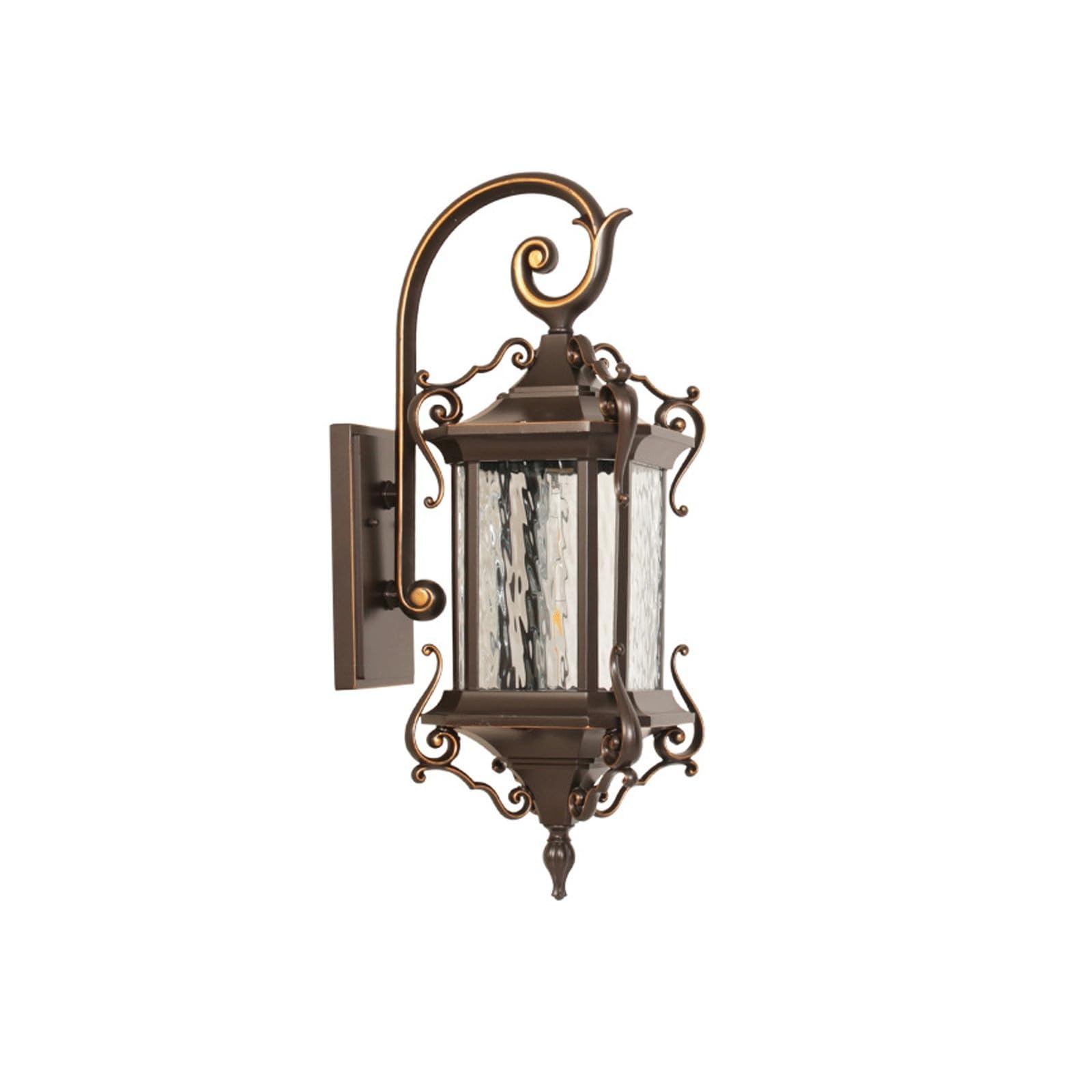 OZBMA Large Outdoor Wall Lantern, Antique Bronze Die-cast Aluminum Exterior Sconce, Water Ripple Glass Porch Lamp, E26 E27 Light Fixture for Villa Garage Patio Entry Door Cottage