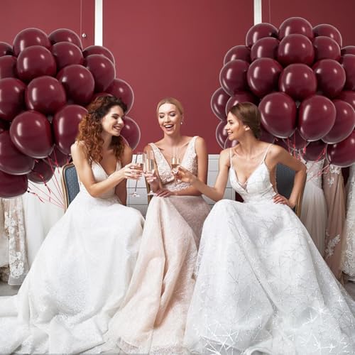 Image of Burgundy Balloons 12 inch, Maroon 50pcs Party Balloons | Graduation, Wedding, Baby Shower, Birthday Party Decorations