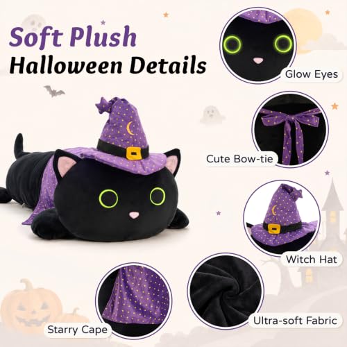 Image of MaoGoLan 44 inch Black Cat Stuffed Animal, Halloween Cat Body Pillow Gift Decor