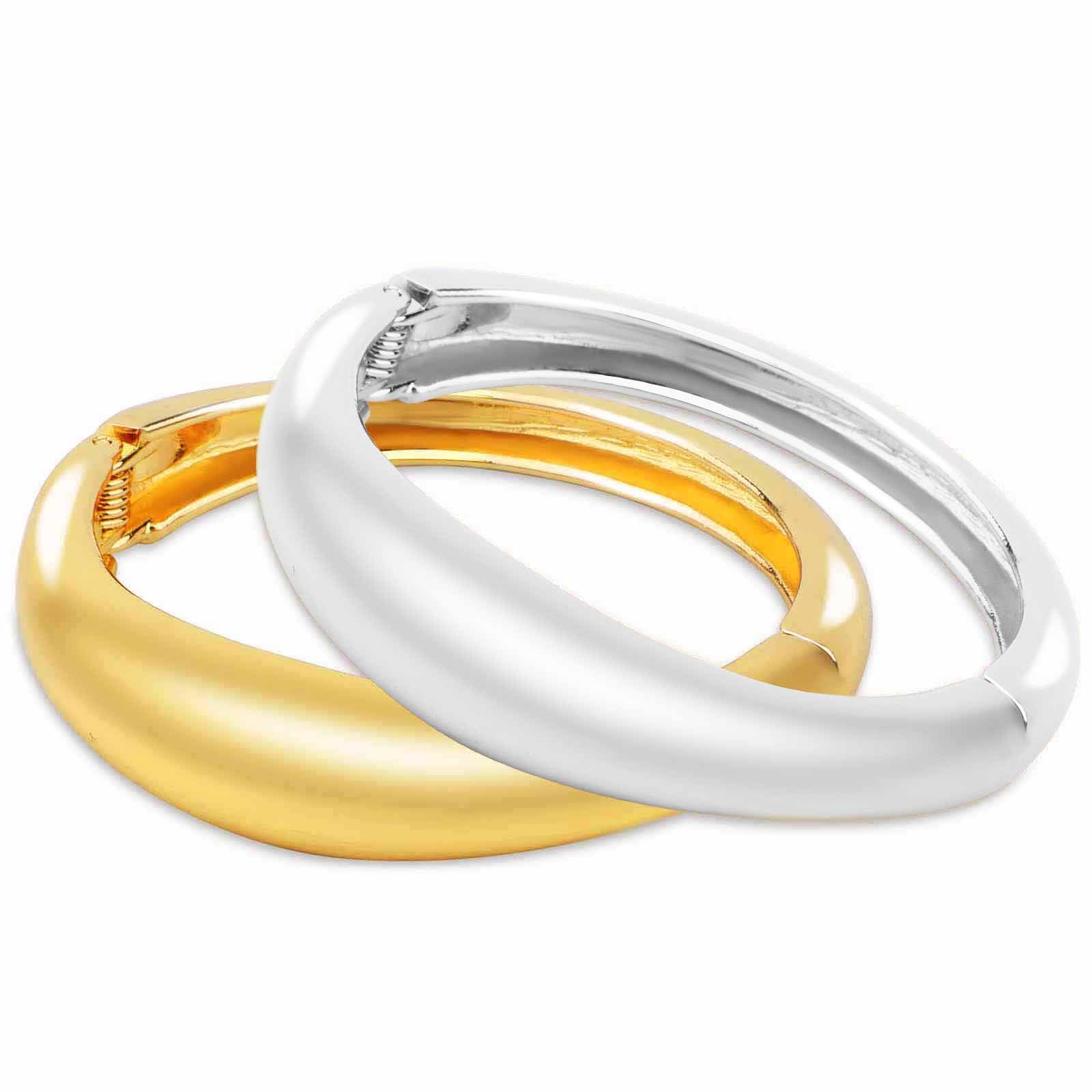 2 szt. Bransoletki Bangle, Minimalistyczne Bransoletki Zawiasowe Gruba Bransoletka Modne Zawiasowe Otwarte dla Kobiet Bizuteria (1 Zloty i 1 Srebrny)