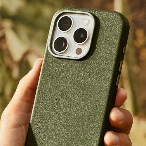 Image of OtterBox iPhone 15 Pro Max Symmetry Series Cactus Leather for MagSafe - Cactus Grove (Green), Snaps to MagSafe, Ultra-Sleek, Raised Edges Protect Camera & Screen