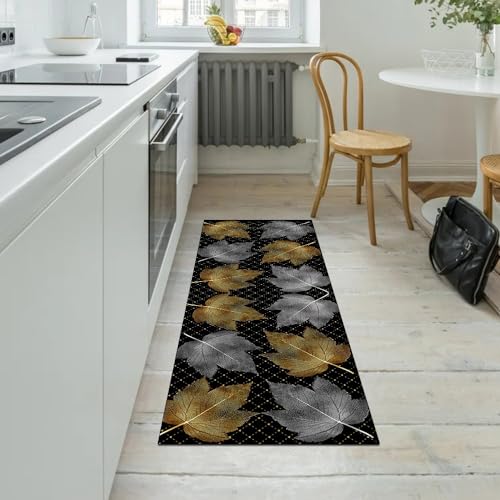 Alfombra de pasillo para cocina decorativa 120x150cm negra antimanchas 5