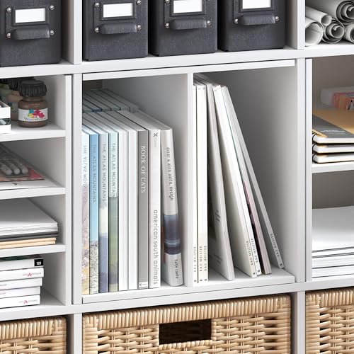 Image of Furinno Cubicle H-Shelf Cube Insert, 2-Tier Cube Organizer, Plain White | 12.9W x 12.9H, Vertical /Horizontal Shelf Accessory, Fits into Furinno Triple Thick Cubes, Ikea Kallax, for Organization