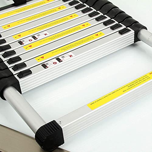 2,6M Teleskopleiter, Aluminium Rutschfester Klappleiter Stehleiter Mehrzweckleiter mit Stabilisator, 150 kg/330 Pfund Belastbarkeit Schwarz