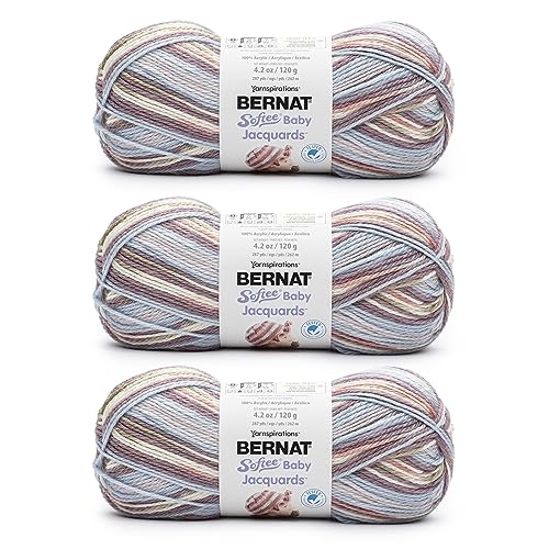 Image of Bernat Softee Baby Jacquards Lavender Tea Yarn - 3 Pack of 4.2oz /120g - Acrylic - #3 DK (Light) - 287 Yards - Knitting & Crochet