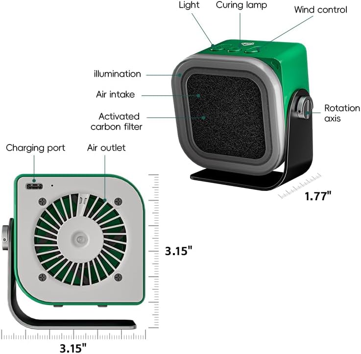 TBK F001 Mini Solder Fume Extractor, Smoke Absorber with 3-Speed 10000RPM Control and Activated Carbon Filter, Type-C Rechargeable, Portable Desktop Smoke Purifier for Soldering, DIY Repair