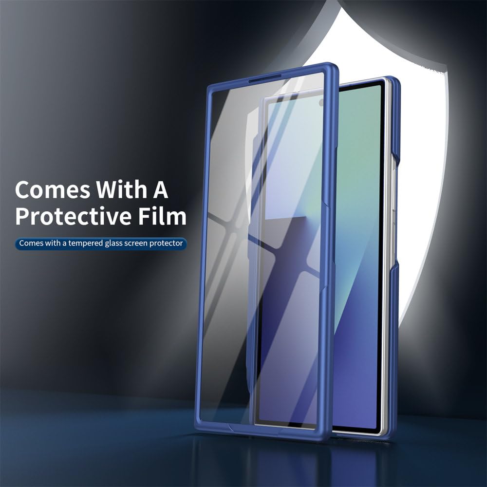 Pellicola protettiva placcata con supporto magnetico, custodia per telefono per Samsung Z Fold 8 Ultra 7 6 5 con slot per penna, cover rigida in PC, argento, per Samsung Galaxy Z Fold 8