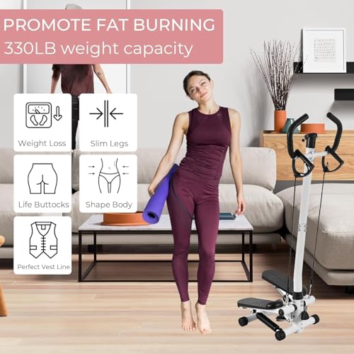 Image of Fitness Stepper, Mini Stepper for Home, Stair Stepper with Handlebars & Large Pedals, Adjustable Training Height, Exercise Bike for Home, Office, Gym, up to 150 kg, Black