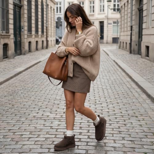Image of CUSHIONAIRE Hip-3 Genuine Suede Leather Ankle Boots for Women - Pull On Cozy Faux Fur Boots Womens Shoes with Comfortable Memory Foam