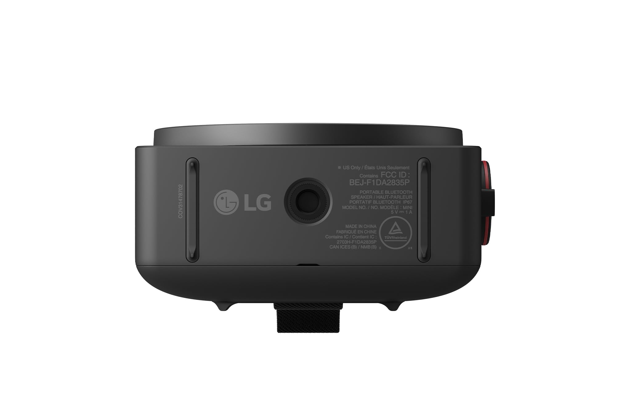 LG xboom Mini by will.i.am, tragbarer Bluetooth-Lautsprecher, praktischer Trageriemen, (5W, Signature Sound, IP67, bis zu 10 Std. Akkulaufzeit), Schwarz