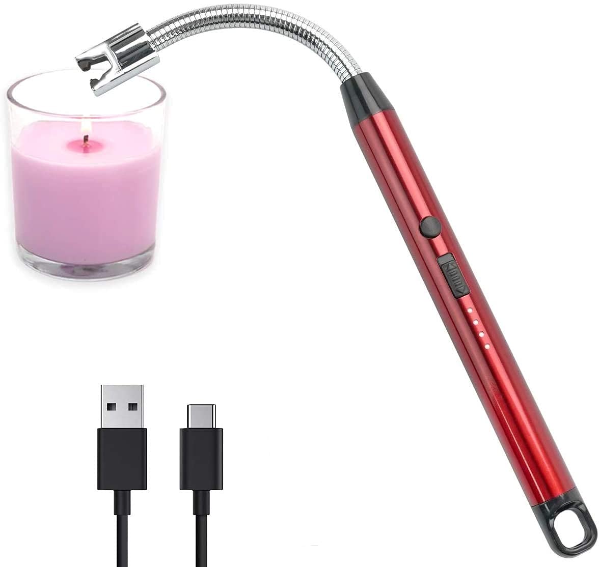 Marrone Candle Lighter, Electric Arc Lighter USB Rechargeable with 360° Flexible Neck, Windproof Suitable Ignite Light Candles Kitchen Gas Stoves Camping Cooking BBQ Fireworks Flame