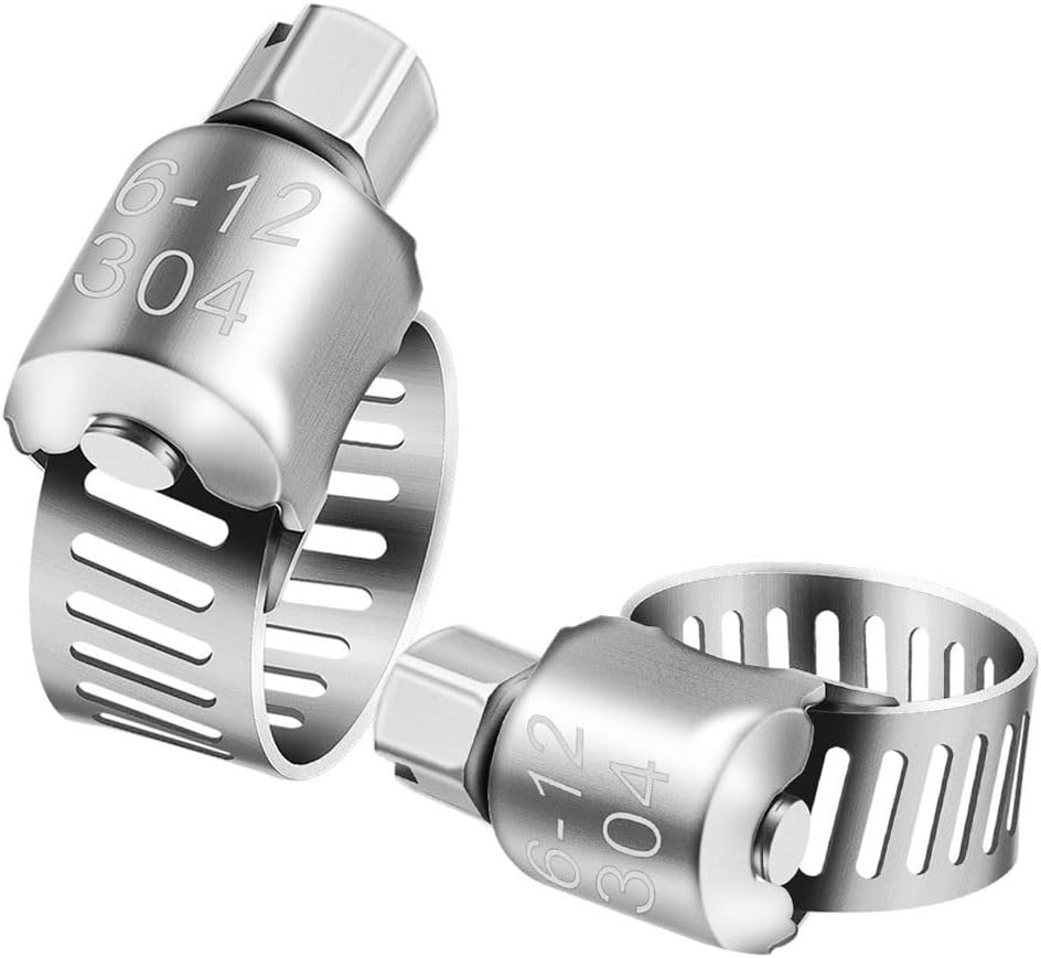 10pcs Stainless Steel Adjustable Hose Clamps, Heavy Duty Worm Gear Pipe Clips for Automotive, Industrial, and Home Use