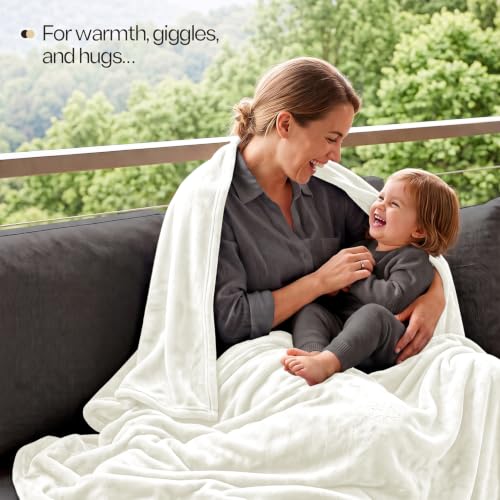 Image of Utopia Bedding Ivory Fleece Blanket Throw Size Lightweight Fuzzy Soft Anti-Static Microfiber Bed Blanket (60x50 Inch)