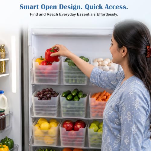Image of JD FRESH Pack of 6 Fridge Storage Containers for Kitchen /Space Saving and Multiporpose Storage Organaizer for Dry Fruits, Vegetables, Grains, Kitchen Accessories Items for Home(Transparent)