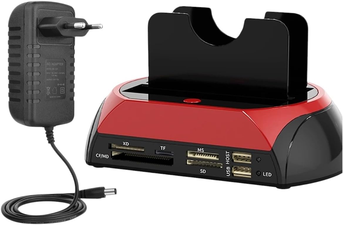 10 in 1 IDE SATA USpB3.0 Dual Bay External Hard Disk Drive 2.5 Inch 3.5 Inch HDD Docking Station One Touch Backup HUB Card Reader