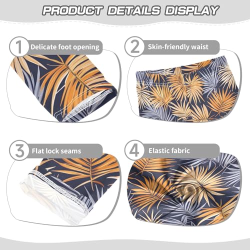 Yellow Blue Palm Leaves Girls Leggings Soft Stretch Workout Yoga Dance Pants for Kids Casual Tights3