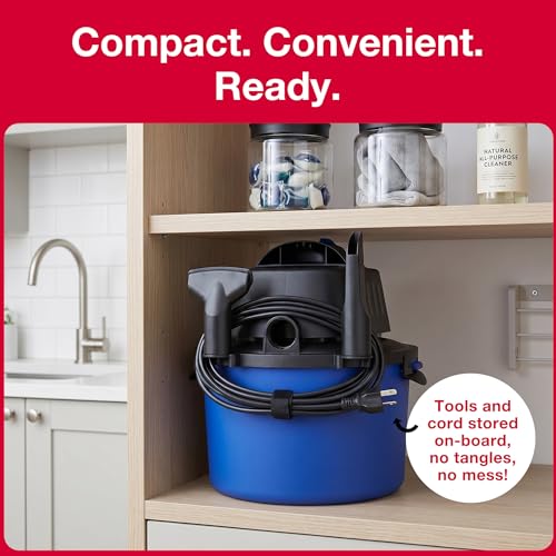 Image of Koblenz WD-2L Wet Dry Vacuum Cleaner, Home Car Garage Workshop, 2.0 PHP | 60 CFM, 10 Ft Reach, Twist-N-Lock Hose, Small Shop Vac, Portable Shop Vac for Home Car Garage Workshop, Accessories Included