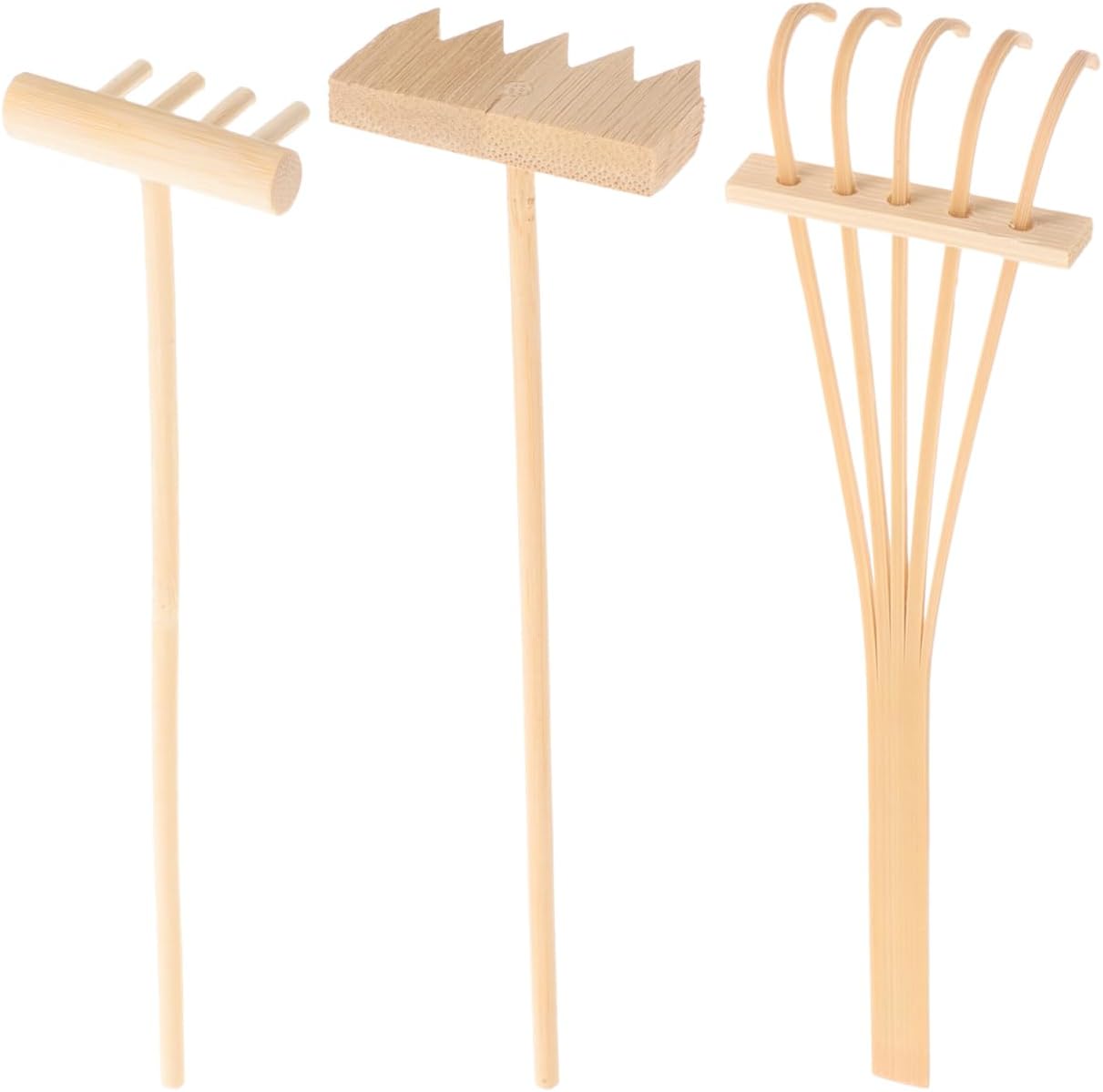 SUPVOX 3 piezas Mini Zen arena rastrillos de bambú rastrillo herramienta decoración jardín arena rastrillo feng Shui decoración para mesa de oficina