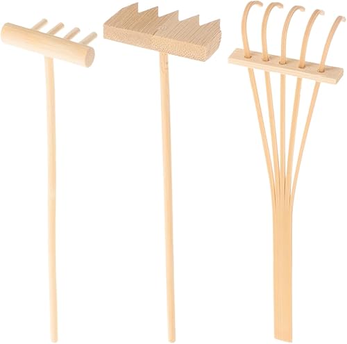 SUPVOX 3 piezas Mini Zen arena rastrillos de bambú rastrillo herramienta decoración jardín arena rastrillo feng Shui decoración para mesa de oficina