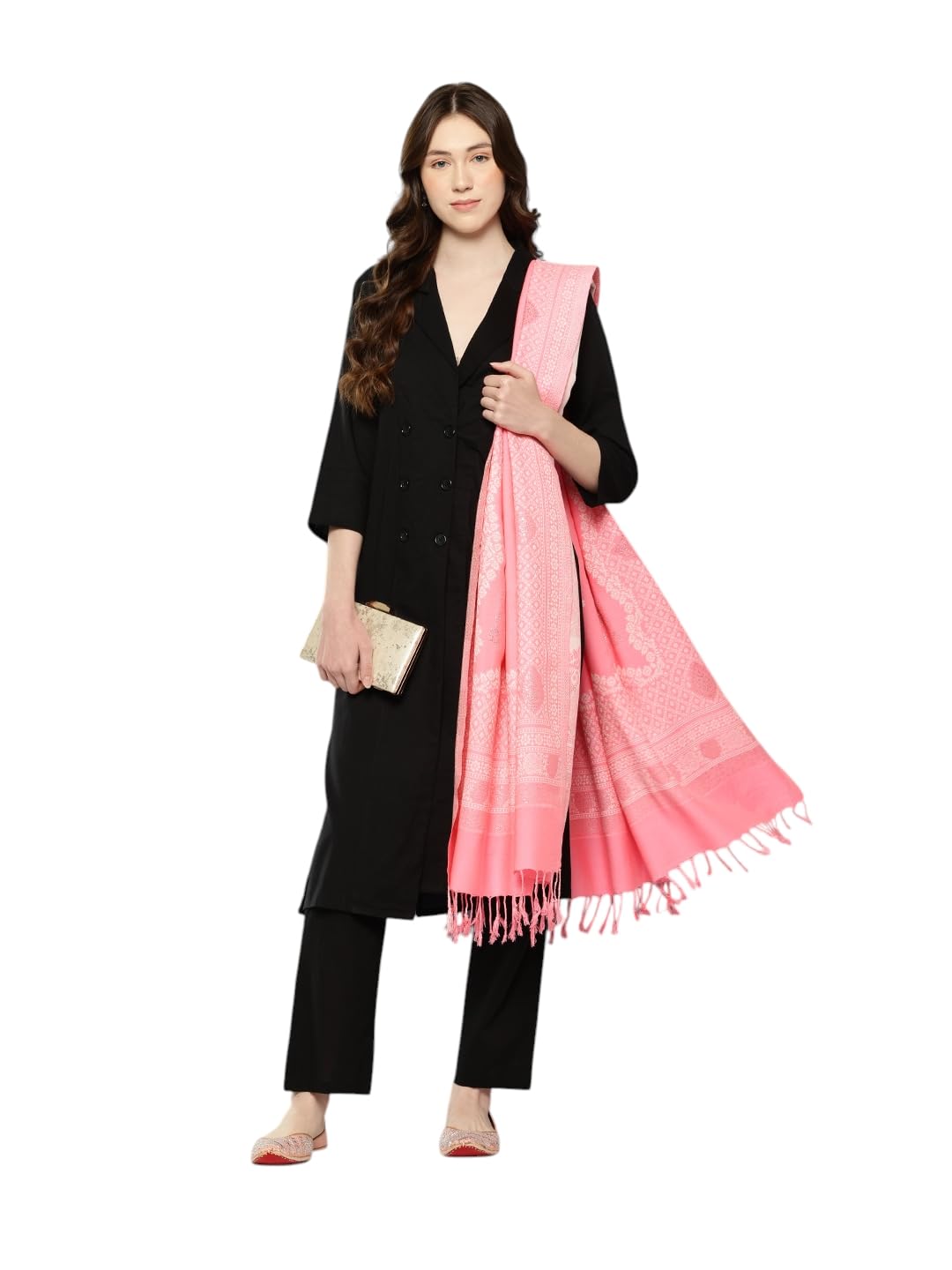 aarika Womens Winter Wear Firozi Colour Floral Woolen Shawl-picture-16