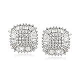 Ross-Simons 1.00 ct. t.w. Diamond Square Cluster Stud Earrings in 14kt White Gold