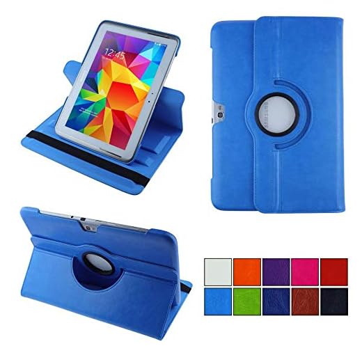 COOVY® 2.0 skydd för Samsung Galaxy Note 10.1 GT-N8000 GT-N8010 GT-N8020 roterande 360° gradigt smart fodral stativ skydd | ljusblå