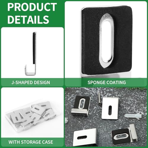 Image of 12 Pcs Metal Mirror Holder Clips, Mirror Clips Wide Channel Mirror Holder Frameless Mounting Hardware Hooks, Wall Mounting Mounting Clips with Screws Mirror Hangers Retainer Clips