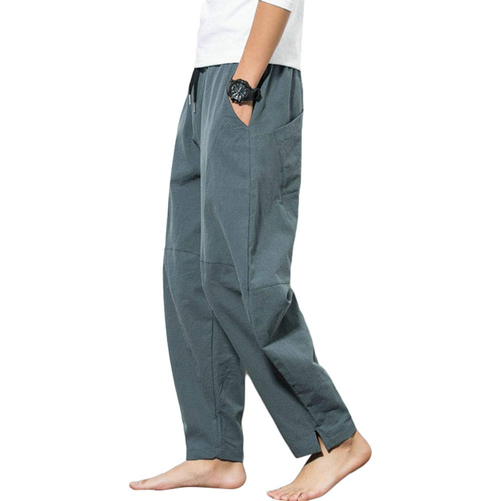 G-LIKE Pantalon sarouel pour homme, style rétro chinois, pantalon de yoga avec jambes larges pour Pilates, arts martiaux, kung fu, yoga, tai-chi, pantalon d'entraînement baggy