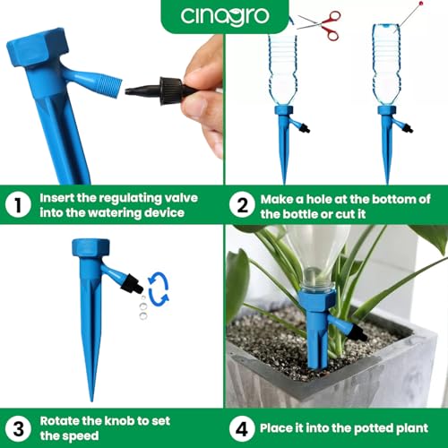 Image of Cinagro (Pack of 6) Drip Irrigation kit for Home Garden, Self-Watering Spikes, Drip Spikes for Plants, Home Garden, Automatic Plant Watering Devices
