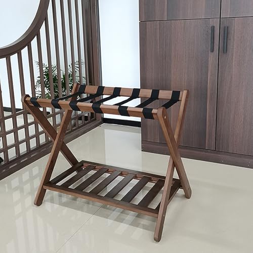 バゲージラック 荷物置き台 ラゲッジラック 折りたたみ式 竹製 シンプル荷物ラック 高さ55cm、コンパクト 折りたたみ式 シューズラック、軽量で折りたたみ可能なホテルラゲッジラック、ラゲッジ収納ラック、頑丈で安定 美しく実用的、寝室 客室 家庭用 荷物棚