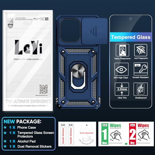 LeYi for Motorola Moto G-5G 2025 Case, Moto G 2025 Case with Slide Camera Cover and Screen Protector, Heavy Duty Protective Cell Case Cover with Magnetic Ring Kickstand for MotoG 2025, Blue - image 8