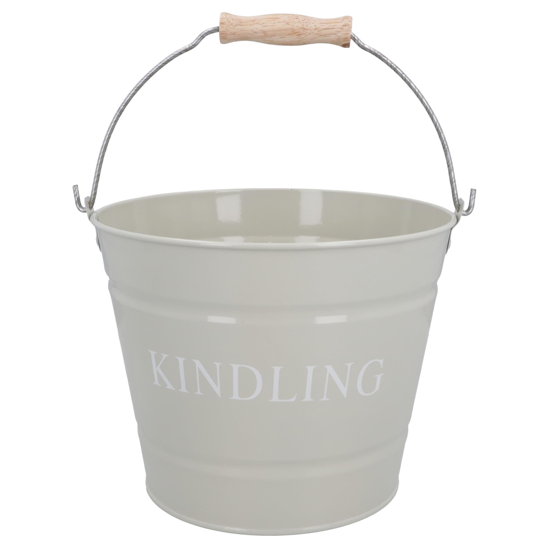 Ab Tools Cream Kindling Wood Storage Premium Bucket + Handle Fireside Fireplace Holder