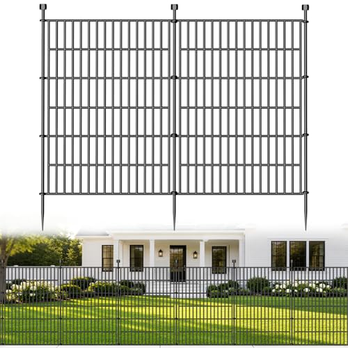 10 Paneele Dekorativer Gartenzaun 101 cm Hoch Gesamtlänge 719 cm Hundezaun für den Außenbereich Rostfreier Metallzaun Temporärer Tierzaun als Barriere für Garten Hof und Terrasse