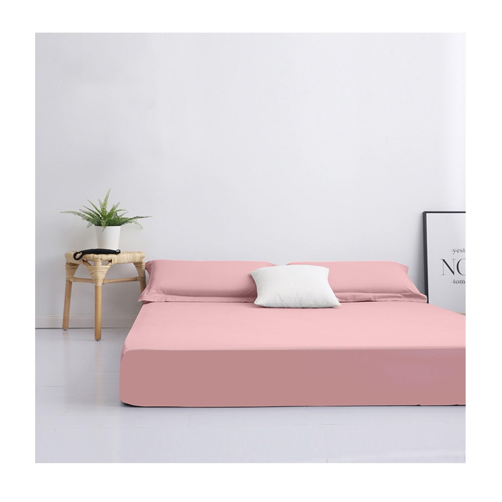 Premium Hotel Quality 100% bawełniane prześcieradło z gumką 25 cm głęboka kieszeń miękka oddychająca dla podwójnego podwójnego pełnego króla króla 1 sztuka bez poszewki na poduszkę Łatwa pielęgnacja