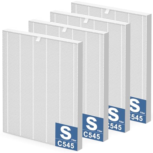 4 Pack C545 HEPA Replacement Filter S Compatible with Winix C545 Air Purifier, Replaces Part 1712-0096-00 and 2522-0058-00, HEPA Filter Only