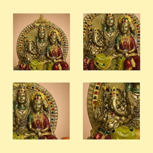 Image of Servdharm Resin Shiv Parivar Murti Idol 7.3 inch Shiva Parvati Ganesh God Idol Murti Statue God Idols Showpiece Figurine