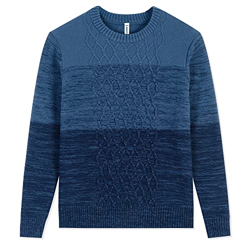 BOBOYOYO Boys Sweaters 100% Cotton Cable Knit Stripe Sweater Kids Crew Neck Pullover Toddler School Uniform Child Casual Top