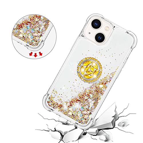 IMIRST Phone Case Compatible with iPhone 15 Plus (6.7'') Bling Liquid Glitter Diamond Ring Shell Shockproof Airbag Protective Cover Bumper Case for Apple iPhone 15 Plus. YBK Love Gold - Image 4