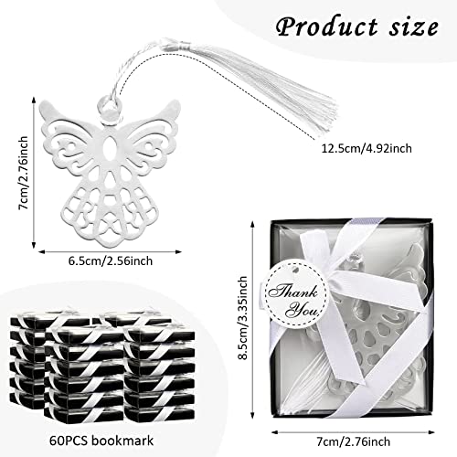 Spakon 60 Pieces Metal Angel Bookmark Favors Tassels Angel Bookmark Funeral Favors for Book Lovers Collection Guests Gift - Thumbnail 3