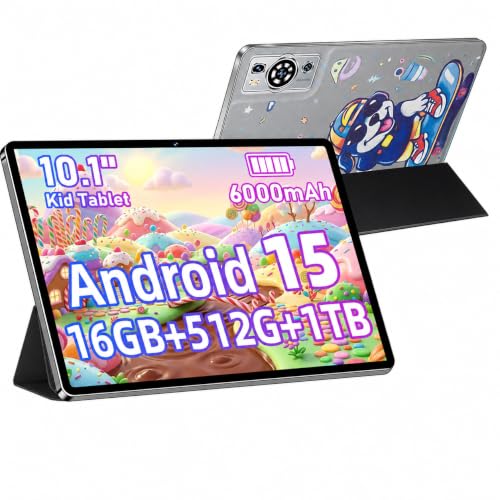 Image of 10.1-Inch Tablet, Android 15, Wi-Fi 5, 16GB RAM (8GB+8GB) 512GB ROM, 1TB Expandable, HD IPS Display,