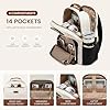 LOVEVOOK Laptop Backpack for Women with Pouch Pocket for Large Capacity Cup,15.6 Inch Laptop Computer Bag Travel Backpack Purse,Waterproof Work Business Backpack College Teacher Bags,Beige-Black-Brown #2