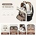 LOVEVOOK Laptop Backpack for Women with Pouch Pocket for Large Capacity Cup,15.6 Inch Laptop Computer Bag Travel Backpack Purse,Waterproof Work Business Backpack College Teacher Bags,Beige-Black-Brown