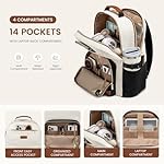 LOVEVOOK Laptop Backpack for Women with Pouch Pocket for Large Capacity Cup,15.6 Inch Laptop Computer Bag Travel Backpack Purse,Waterproof Work Business Backpack College Teacher Bags,Beige-Black-Brown - Image 3