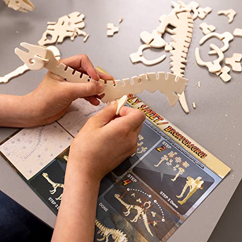Hapinest 3D Wooden Dinosaur Model Puzzles (Makes 6 Dinos) Crafts For Kids Boys And Girls Ages 5 6 7 8 9 10 11 12 Years Old And Up #TOP3