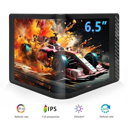 Image of wisecoco Portable Water Cooling Curved Screen Monitor 6.5 inch 2K 2560x1440 IPS with Magnic Stand External Computer Laptop OLED Monitor for PC Laptop Desktop (Black)