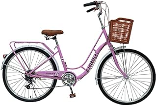 Women Bike 26 Inch Bike Road Bike Seaside Travel Bicycle,Commute Bike 7 Speeds Townie Bike Liner (Purple, 133 * 73 * 21cm)